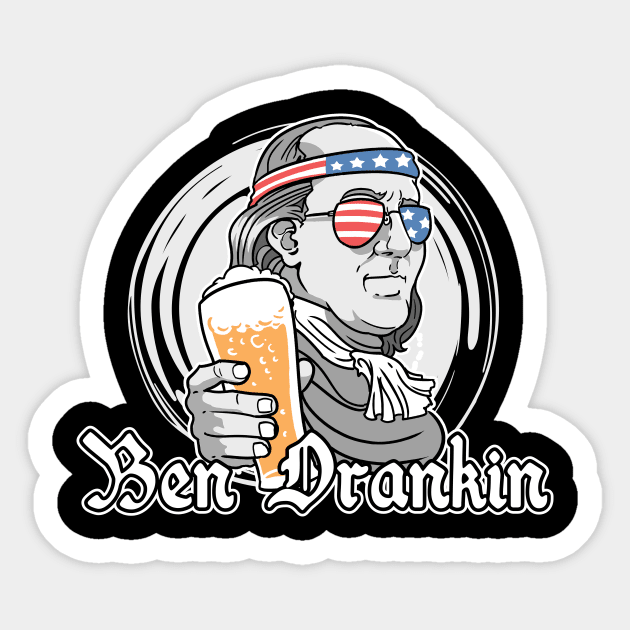 Ben Drankin USA Flag 4th Of July Fourth Patriotic Sticker by ModernMode